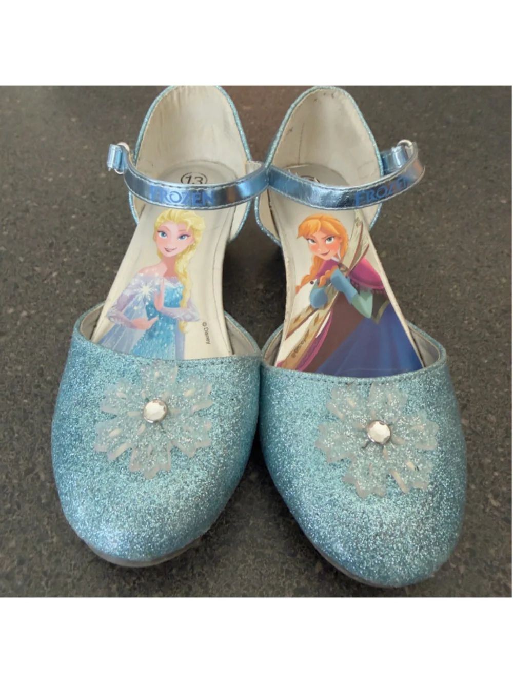 Disney Frozen Elsa & Anna Girls Glitter Princess Dress Up Costume Shoes Size 13